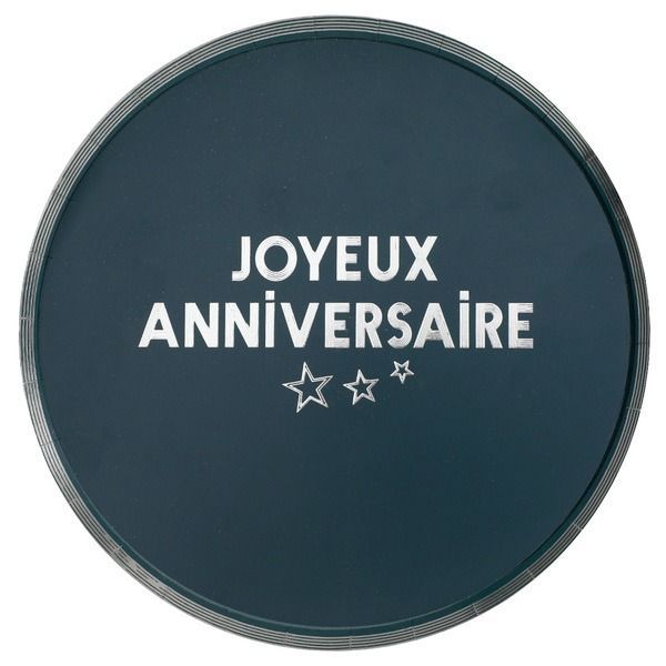 ASSIETTE BLEU CANARD "JOYEUX ANNIVERSAIRE" 22.5CM (x10)