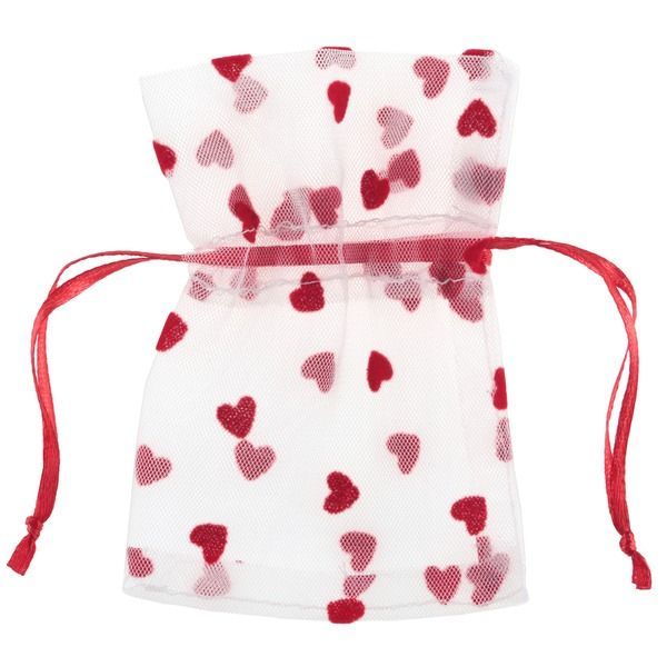 SACHET ORGANZA COEURS ROUGES 7.5x10CM (x4)