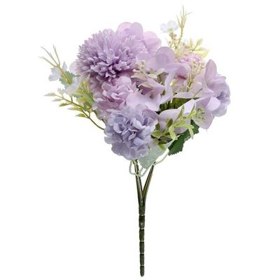 BOUQUET DE FLEURS PARMES ET FEUILLAGE 31CM