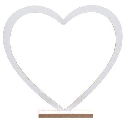 CENTRE DE TABLE COEUR BOIS BLANC 39x37CM