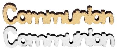 CONFETTIS BOIS "COMMUNION" OR ET BLANC 6x2.1CM (x10)