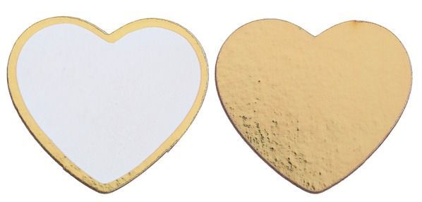 CONFETTIS BOIS COEUR BLANC ET OR 4x4CM (x10)