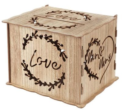 URNE BOIS "LOVE" AJOURE 30x24x22CM