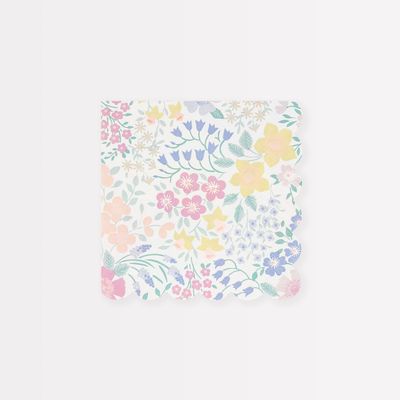 SERVIETTE COCKTAIL JARDIN DU COTTAGE PASTEL 25CM (x16)