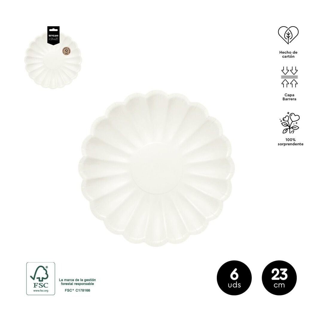 ASSIETTE RONDE ONDULEE IVOIRE 23CM (x6)