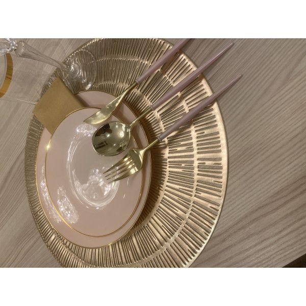 MENAGERE GOURMET PLASIQUE OR MANCHE ROSE