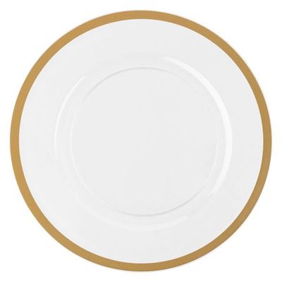 PLATEAU ROND BLANC ET OR DIAM 34CM
