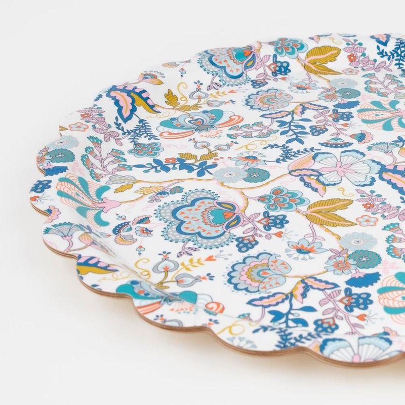 PETIT PLATEAU ROND MOTIF FLORAL LIBERTY BLEU