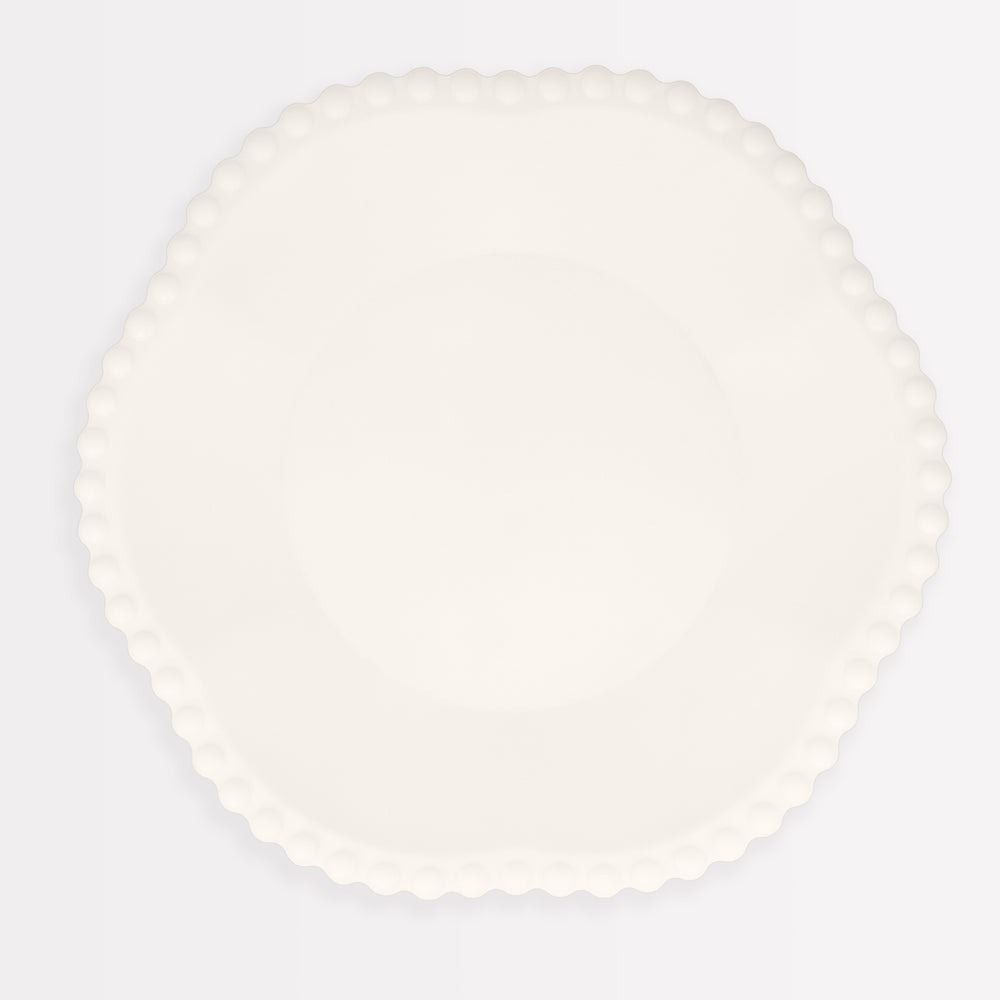 ASSIETTES CREMES BORDEES DE POINTS COMPOSTABLES 27CM (8)