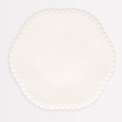 ASSIETTES CREMES BORDEES DE POINTS COMPOSTABLES 27CM (8)