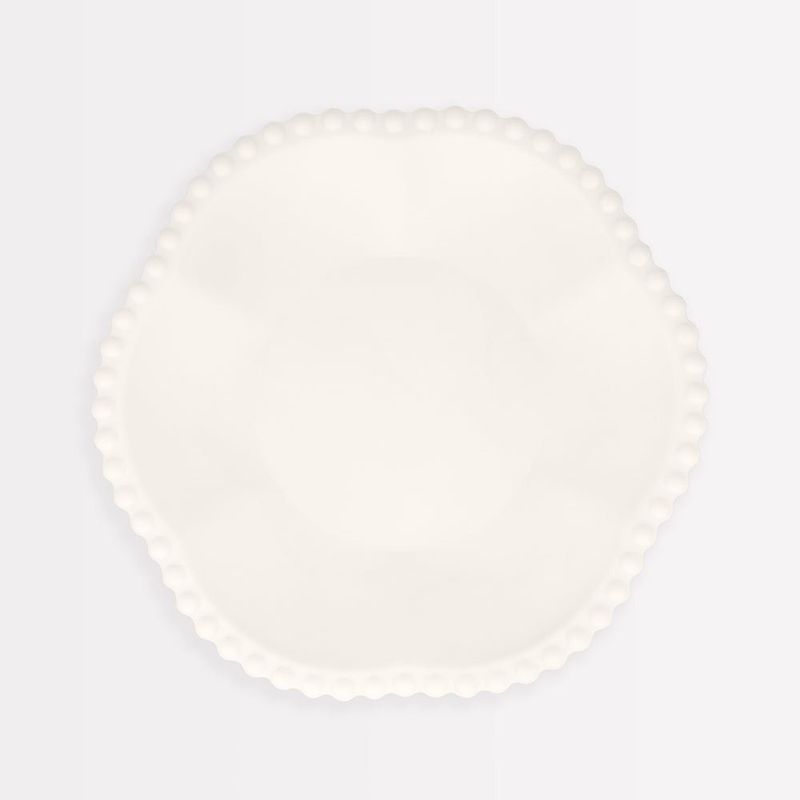ASSIETTES CREMES BORDEES DE POINTS COMPOSTABLES 22CM (8)
