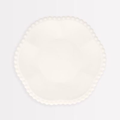 ASSIETTES CREMES BORDEES DE POINTS COMPOSTABLES 22CM (8)