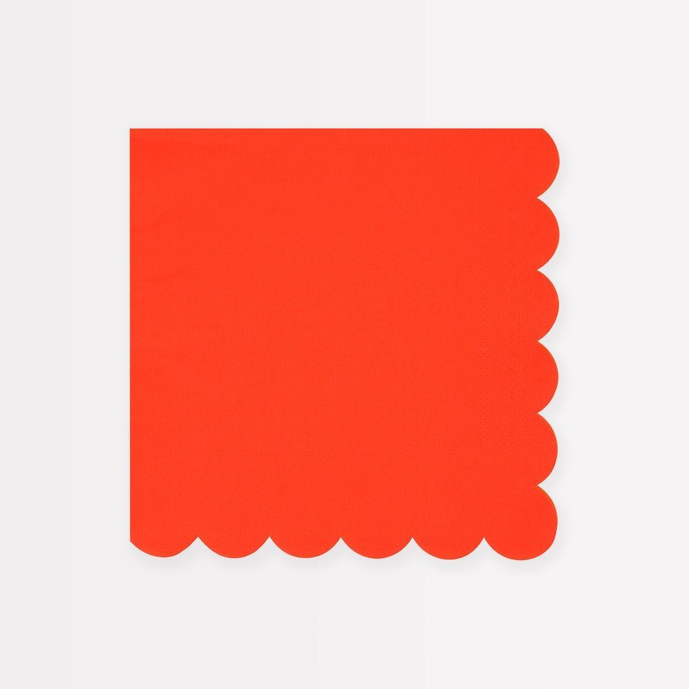 SERVIETTES ROUGE TOMATE BORDS BISCUIT 25CM (8)