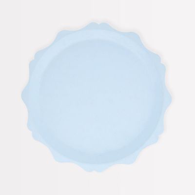 ASSIETTES BLEUES BORDEES DE POINTS COMPOSTABLES 22CM (8)