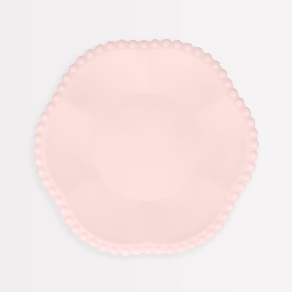 ASSIETTES ROSES BORDEES DE POINTS COMPOSTABLES 22CM (8)