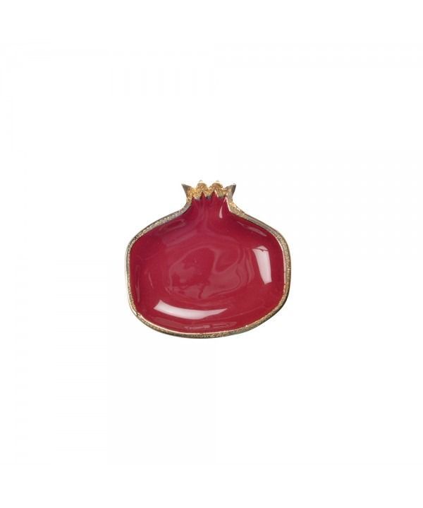 COUPELLE GRENADE ROUGE AVEC BORDS DORES 11X11X1.5CM