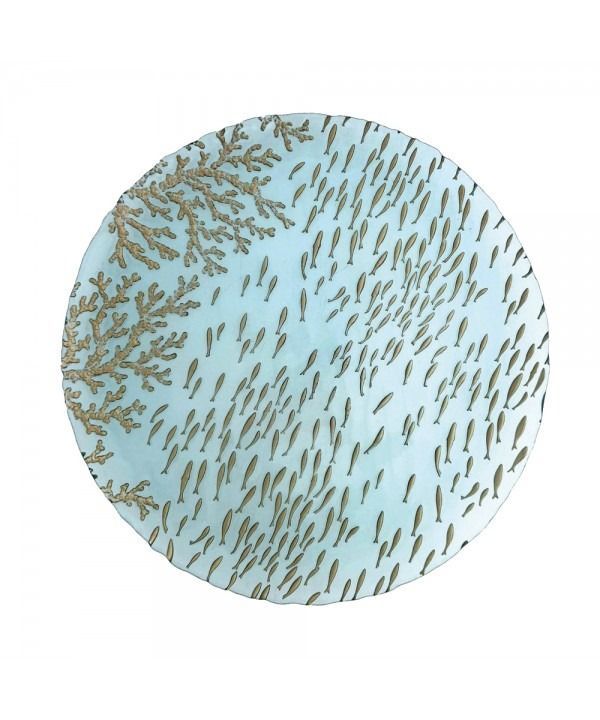 ASSIETTE DE PRESENTATION BLEUE MER 33X33X3CM