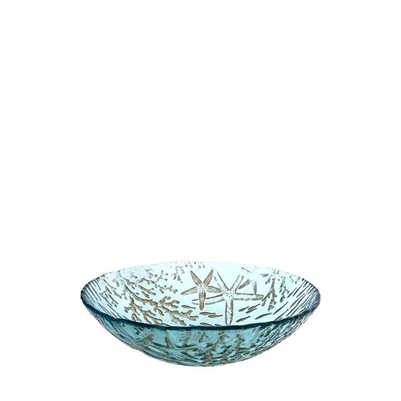 BOL EN VERRE BLEU MER 20X20X6CM