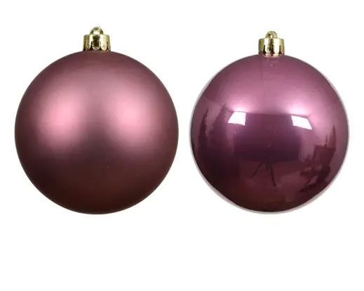 BOULES VIEUX ROSE BRILLANT 10CM
