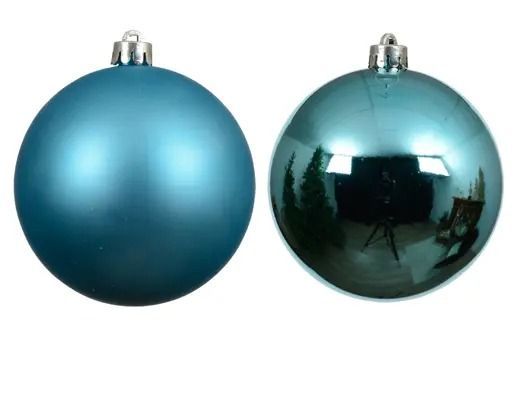 BOULES BLEU GLACIER MIX BRILLANT MAT PAILLETTE 10CM