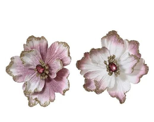 FLEUR ROSE  SUR CLIP VELOURS 2 COLORIS