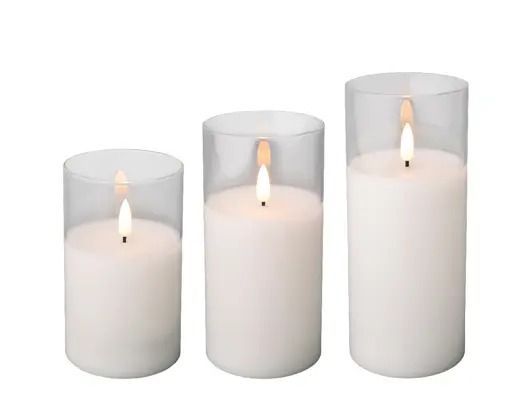 BOUGIE LED BLANCHE EN TUBE VERRE 7.5 A 17.5CM