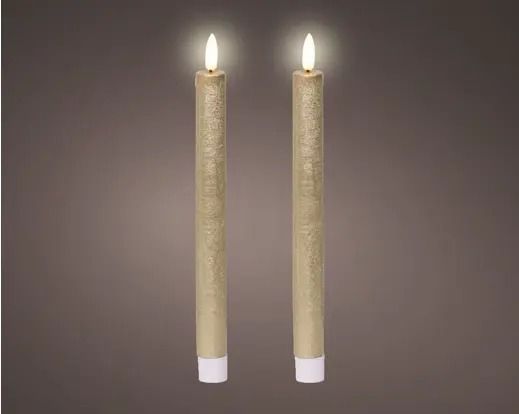 BOUGIE OR LED MECHE DE CIRE BLANCHE 24.5CM (2)