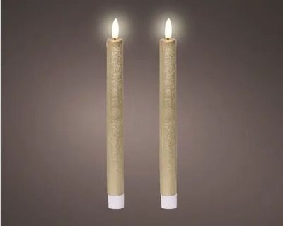 BOUGIE OR LED MECHE DE CIRE BLANCHE 24.5CM (2)