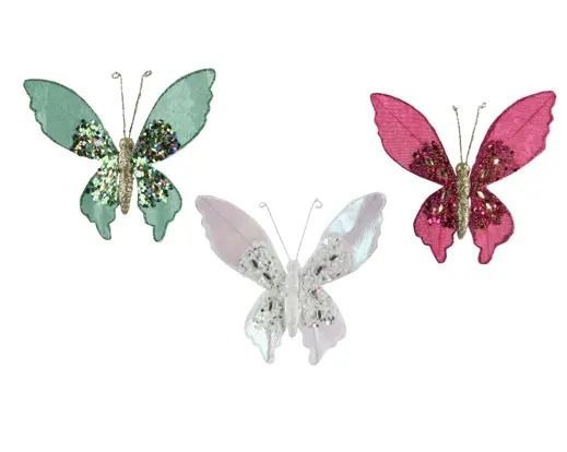 PAPILLON SUR CLIP 3 ASS 14X15CM