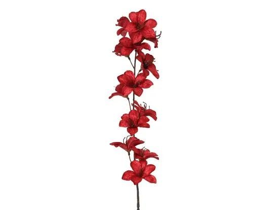FLEURS ROUGE SUR TIGE VELOURS 80CM