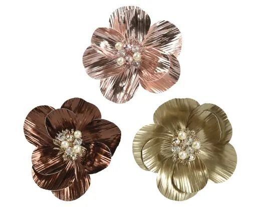 FLEUR CUIR PU SUR CLIP 3 ASS