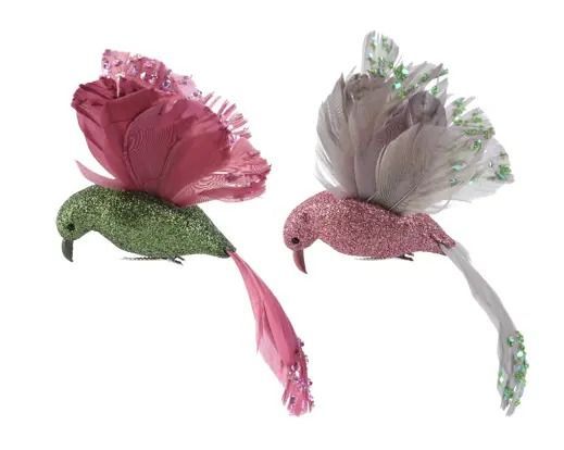 COLIBRI PAILLETTE QUEUE ET AILES EN PLUMES 2 ASS