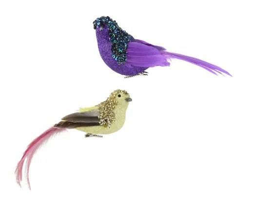 OISEAU PAILLETTE QUEUE ET AILES EN PLUMES