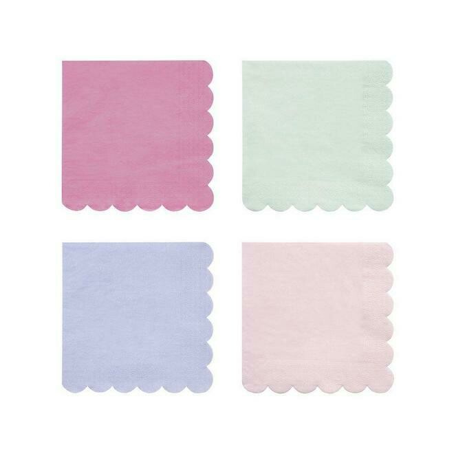 SERVIETTE PASTEL 4 COULEURS ASSORTIES 33CM (x20)