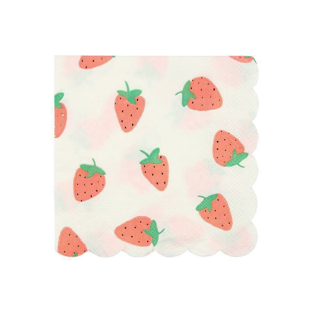 SERVIETTE FRAISE PETIT MODÈLE 12.7CM (x16)