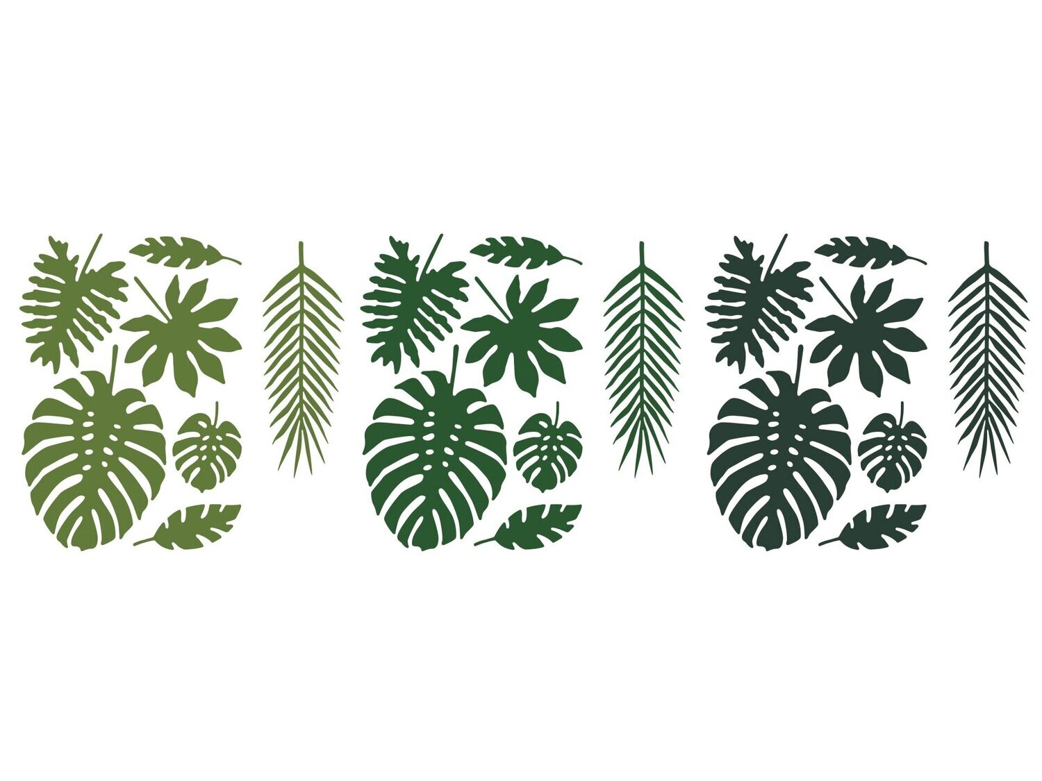 FEUILLE TROPICALE 3 NUANCES DE VERT (x21)