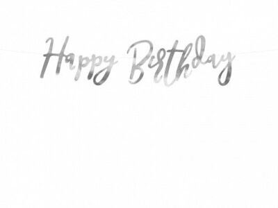 GUIRLANDE "HAPPY BIRTHDAY" ARGENT 16.5X62CM