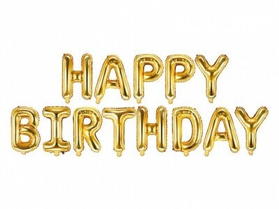GUIRLANDE DE BALLONS "HAPPY BIRTHDAY" OR 35CMx3.40M