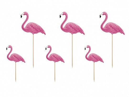 CAKE TOPPER FLAMANT ROSE 15 A 23.5CM (x6)