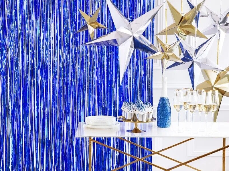 RIDEAU LAME BLEU MARINE 0.90x2.50M