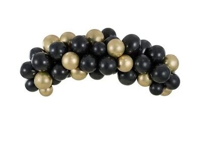 GUIRLANDE DE 60 BALLONS NOIR ET OR