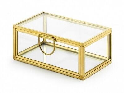 BOITE EN VERRE CONTOURS DORE 9x5.5x4CM Personnalisable