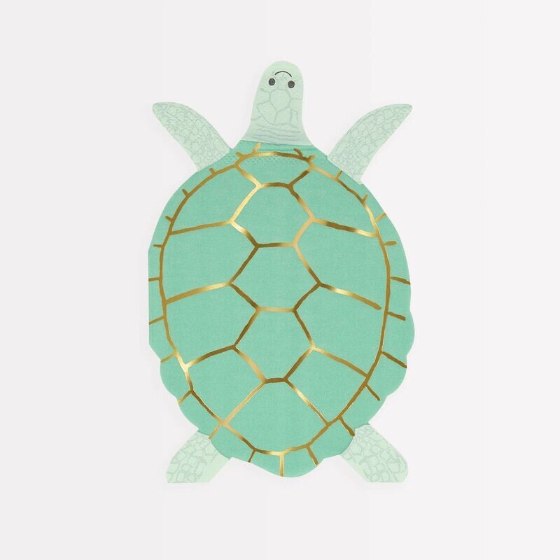 SERVIETTE FORME TORTUE ET DORURES (x16)