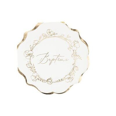 SERVIETTE "BAPTEME" CREME ET OR 32CM (x16)