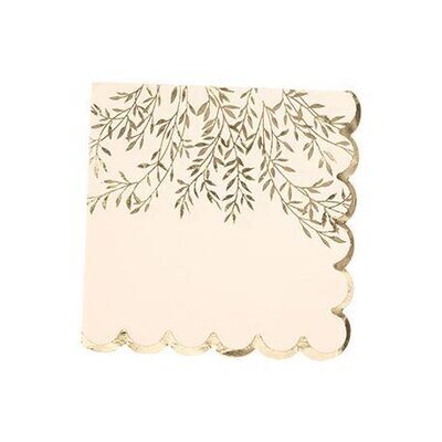 SERVIETTE JOLIS BRINS BLUSH ET OR 33CM (x16)