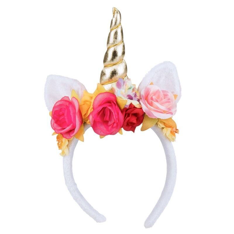 SERRE TETE LICORNE ET FLEURS