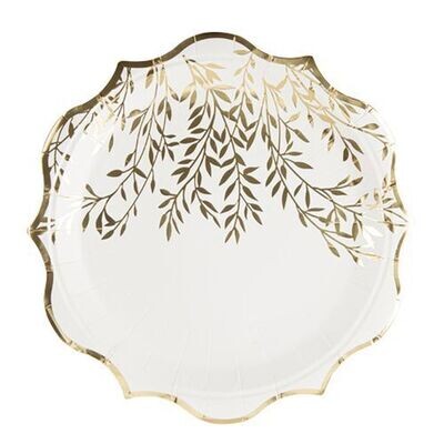 ASSIETTE JOLIS BRINS BLANC ET OR 23CM (x8) ASSIETTE JOLIS BRINS BLANC ET OR 23CM (x8)