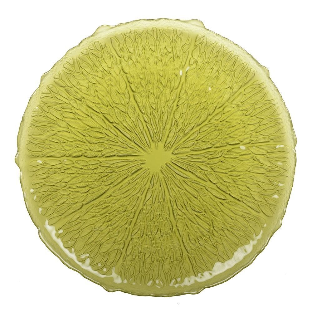 PLATEAU DE PRESENTATION VERRE CITRON VERT 34CM