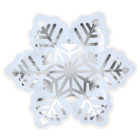 ASSIETTE FLOCON BLEU GLACIER BLANC ET ARGENT 23CM (x8)