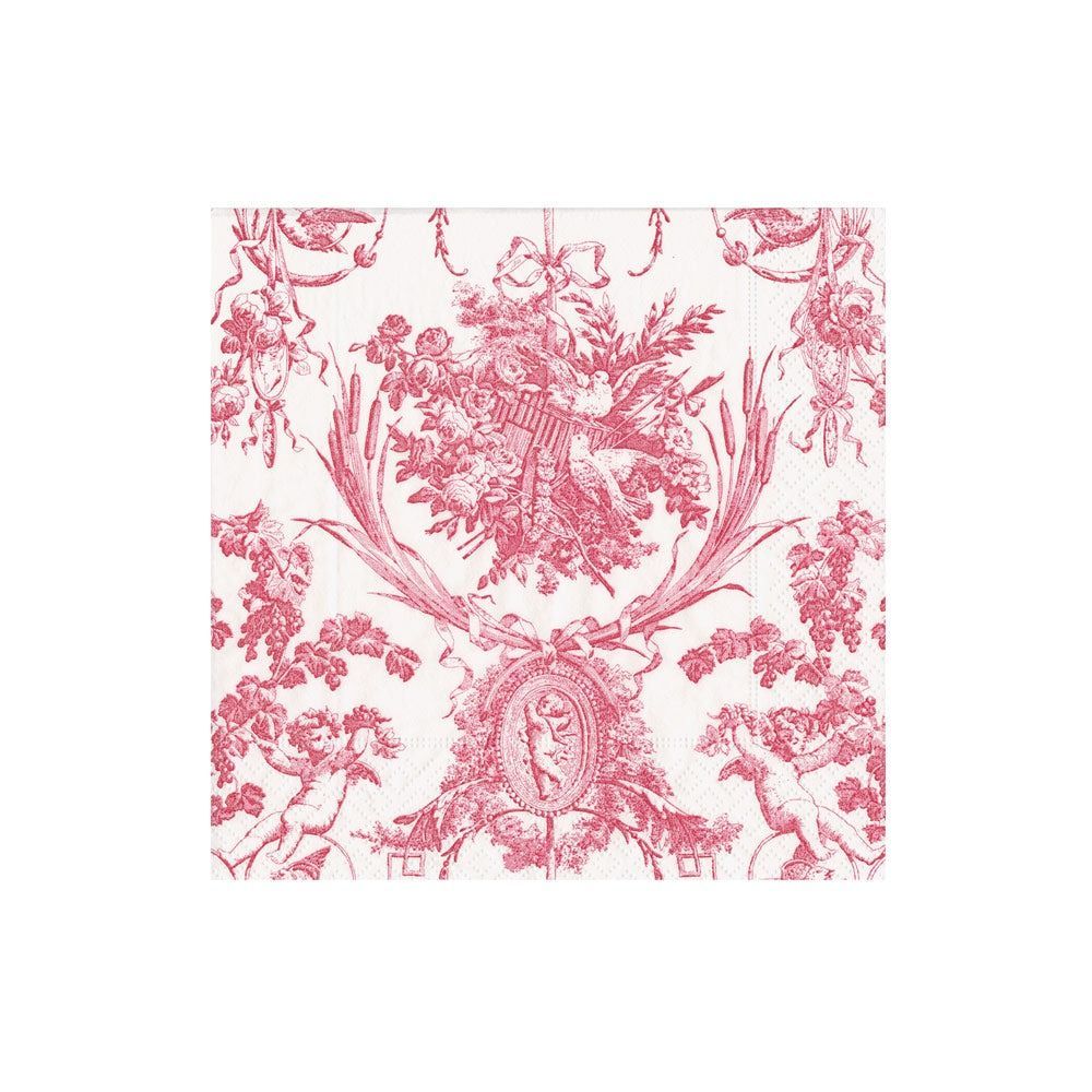 SERVIETTE COCKTAIL TOILE ROMANTIQUE ROSE 25CM (x20)